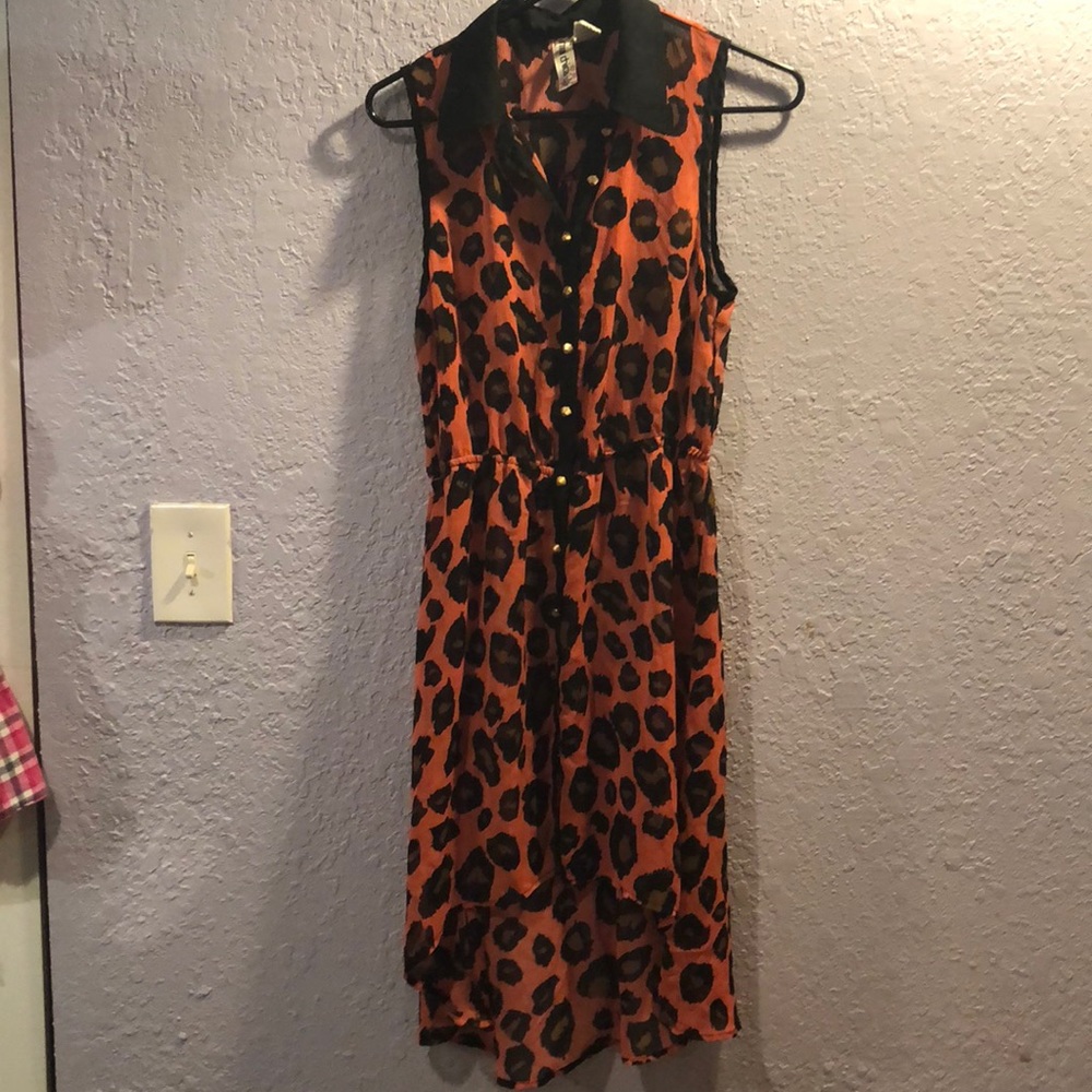Pink leopard button down shirt/possible dress
